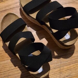Steve Madden Black Sandals with Cork Footbed